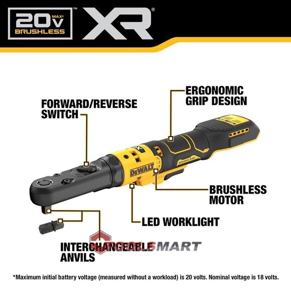 Акумуляторний кутовий гайковерт - тріскачка 3/8" 1/2" DEWALT DCF510GE2 20V