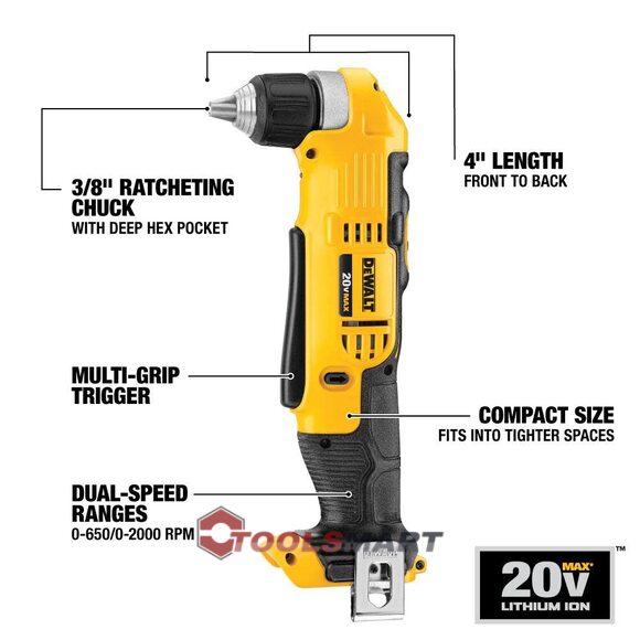 Кутова Дриль-шуруповерт DEWALT DCD740B