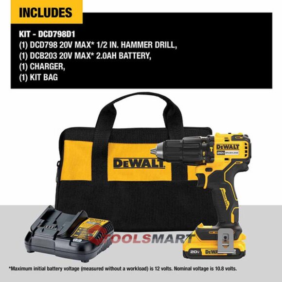 Акумуляторний ударний дриль-шуруповерт DEWALT DCD798D1 20V MAX