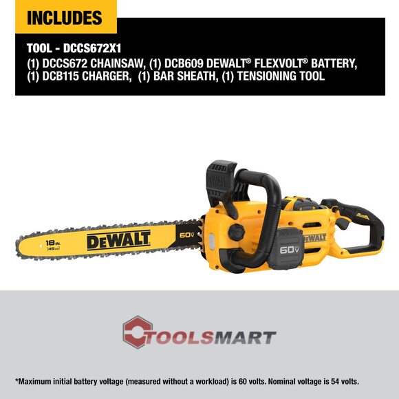 Акумуляторна ланцюгова пила 45 см DEWALT DCCS672X1 60V MAX