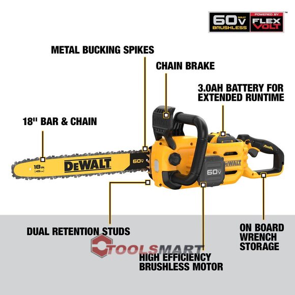 Акумуляторна ланцюгова пила 45 см DEWALT DCCS672X1 60V MAX