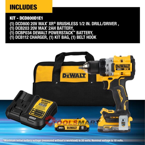 Акумуляторний безщітковий шуруповерт DEWALT DCD800D1E1 20V MAX