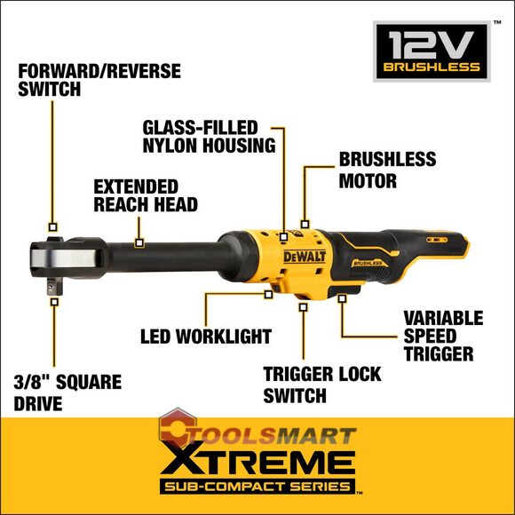 Акумуляторний кутовий гайковерт - трещітка 3/8" DEWALT DCF503EB 12V MAX