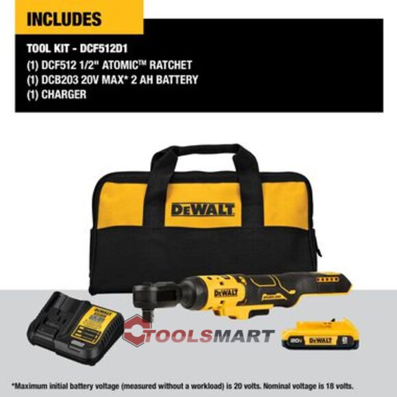 Акумуляторний кутовий гайковерт - тріскачка 3/8" DEWALT DCF512D1 20V MAX