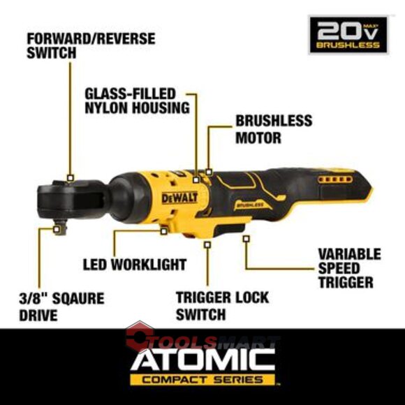 Акумуляторний кутовий гайковерт - тріскачка 3/8" DEWALT DCF513B 20V MAX