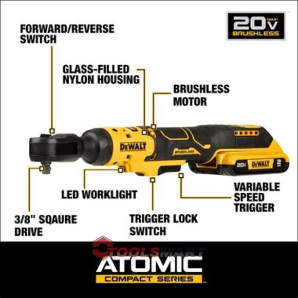 Акумуляторний кутовий гайковерт - тріскачка 3/8" DEWALT DCF513D1 20V MAX