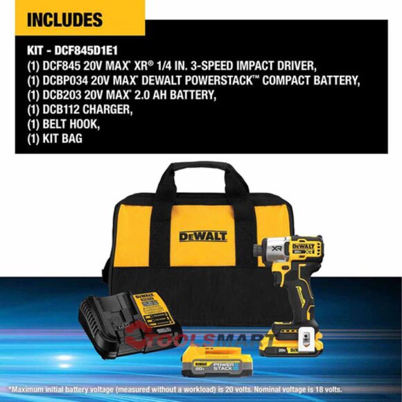 Акумуляторний ударний гвинтоверт 3-швидкісний DEWALT DCF845D1E1 20V MAX