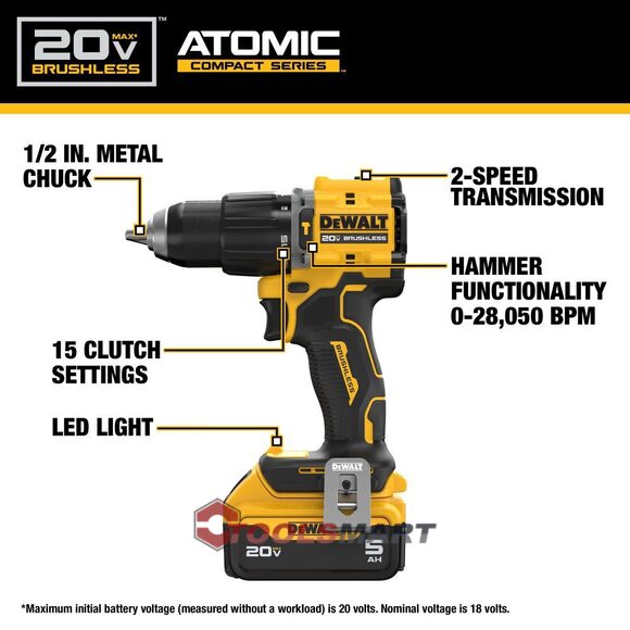 Акумуляторний ударний дриль-шуруповерт DEWALT DCD799P1 20V MAX