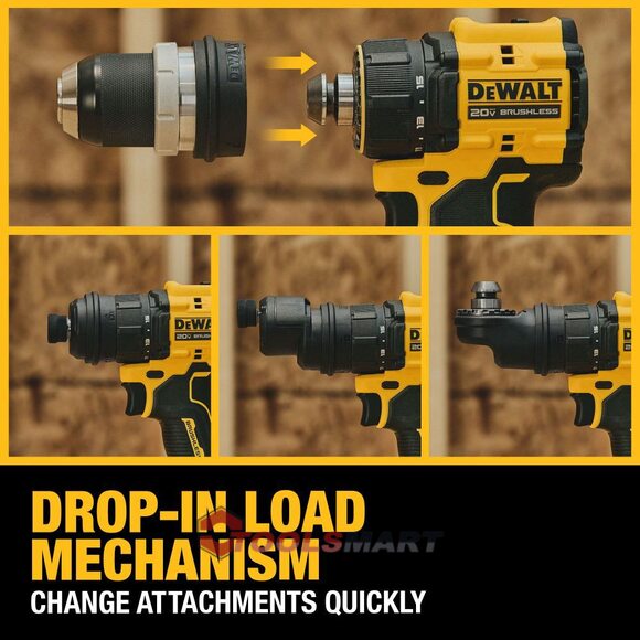Бесщетковий акумуляторний мульти шуруповерт зі змінними насадками DEWALT DCD803B ATOMIC 20V MAX