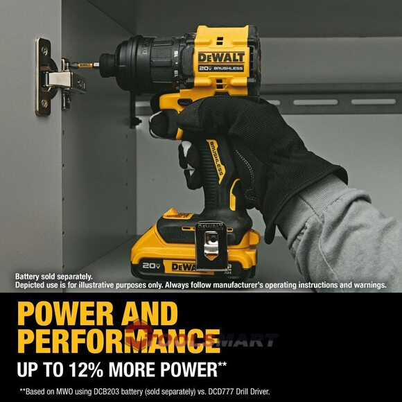 Бесщетковий акумуляторний мульти шуруповерт зі змінними насадками DEWALT DCD803B ATOMIC 20V MAX