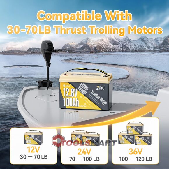 Літій-залізо-фосфатний акумулятор Power Queen 12V 100Ah LiFePO4 Low-Temp 1280Wh 100A BMS