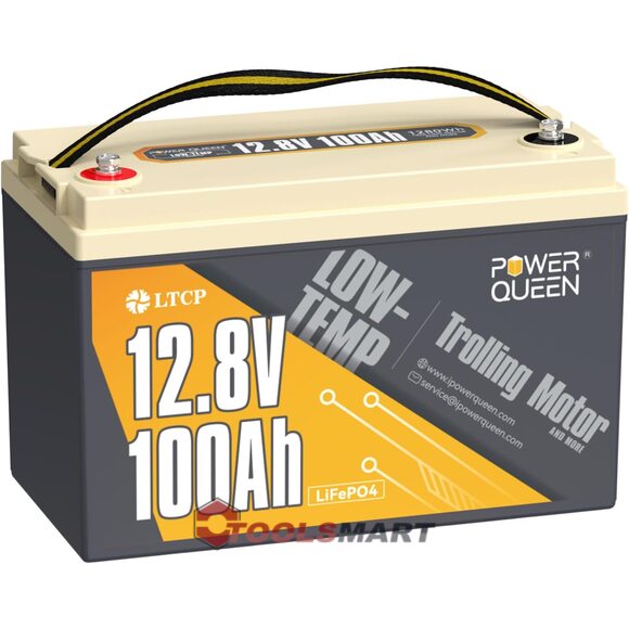 Літій-залізо-фосфатний акумулятор Power Queen 12V 100Ah LiFePO4 Low-Temp 1280Wh 100A BMS