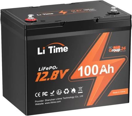 Акумулятор LiTime 12V 100Ah LiFePO4 Group 24 Lithium 1280Wh 100A BMS