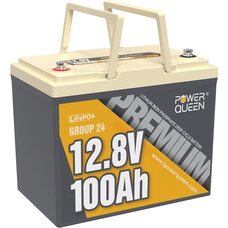 Літій-залізо-фосфатний акумулятор Power Queen 12V 100Ah LiFePO4 Group 24 1280Wh 100A BMS