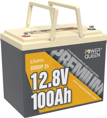 Літій-залізо-фосфатний акумулятор Power Queen 12V 100Ah LiFePO4 Group 24 1280Wh 100A BMS