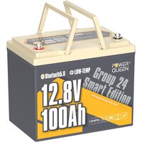 Літій-залізо-фосфатний акумулятор Power Queen 12V 100Ah LiFePO4 Group 24 Smart 1280Wh 100A BMS
