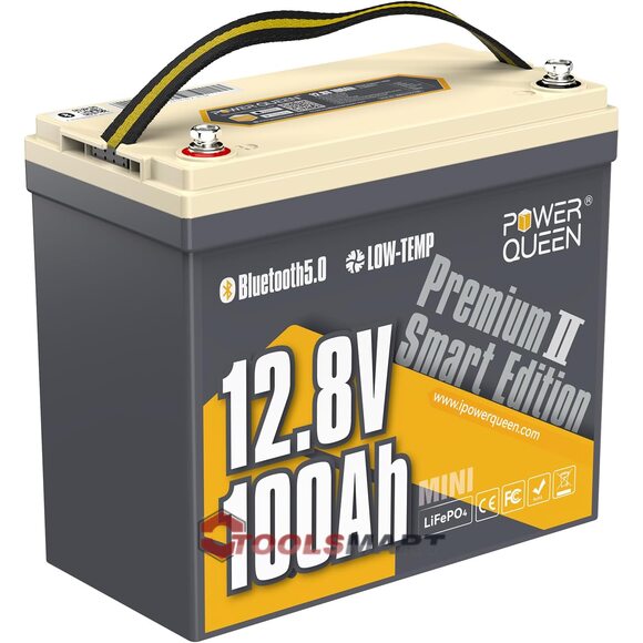 Літій-залізо-фосфатний акумулятор Power Queen 12V 100Ah LiFePO4 Mini Low-temp Smart 1280Wh 100A BMS