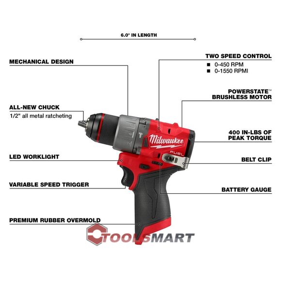 Акумуляторна ударна дриль-шуруповерт Milwaukee 3404-20 (FPD2-0) M12 FUEL