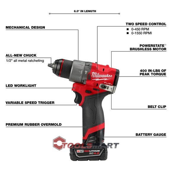 Акумуляторний ударний дриль-шуруповерт Milwaukee 3404-22 M12 FUEL