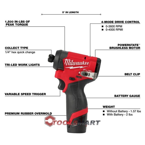 Акумуляторний ударний гвинтоверт Milwaukee 3453-22 (FID2-202X) M12 FUEL