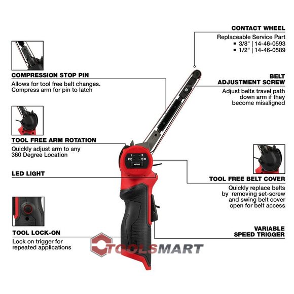 Акумуляторний стрічковий напилок 13mm Milwaukee 2482-20 (FBFL13-0) M12 FUEL