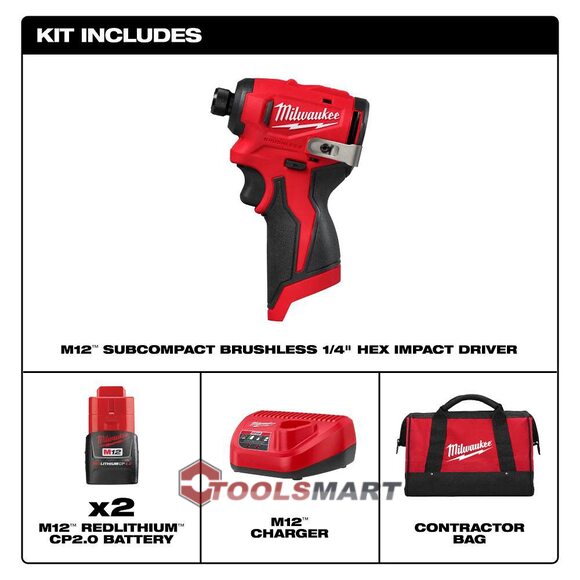 Акумуляторний ударний гвинтоверт Milwaukee 3450-22 M12 (BLIDRC-202C) Subcompact Brushless