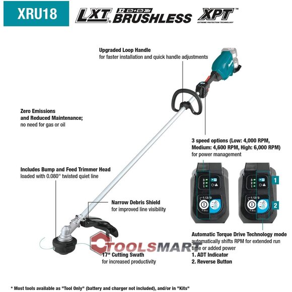 Акумуляторний безщітковий тример Makita XRU18Z 18V X2 (36V) LXT