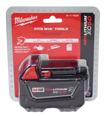 Аккумулятор (батарея) маслостойкий Milwaukee M18 B5-CR  5.0 Ah (48-11-1850R) REDLITHIUM RESISTANT
