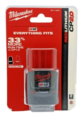Акумулятор (батарея) Milwaukee M12 B2  2.0 Ah (48-11-2420) REDLITHIUM