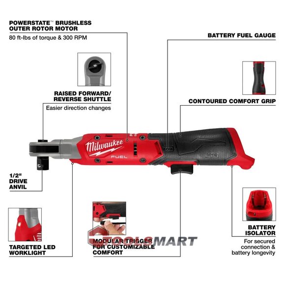 Аккумуляторный угловой гайковерт - трещотка 1/2 MILWAUKEE 3054-20 M12 FUEL