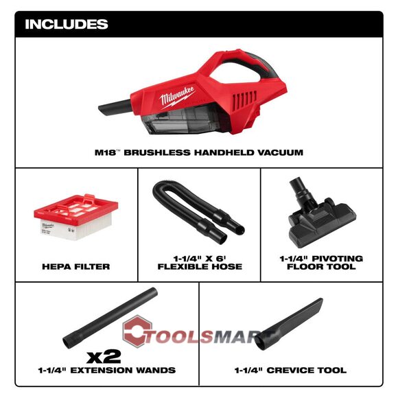 Компактный аккумуляторный пылесос MILWAUKEE 0892-20 M18 Brushless