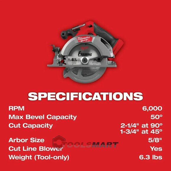 Безщіткова циркулярна пилка 165мм Milwaukee 2833-20 (FCS552-0) M18 FUEL