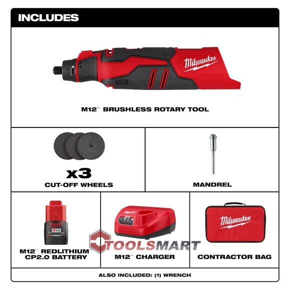 Акумуляторна безщіткова пряма шліфувальна машина Milwaukee 2525-21 M12