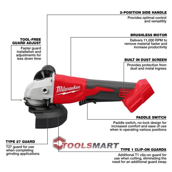 Акумуляторна безщіткова шліфувальна машина Milwaukee 2686-20 (BLSAG125XPD-0) M18 Brushless