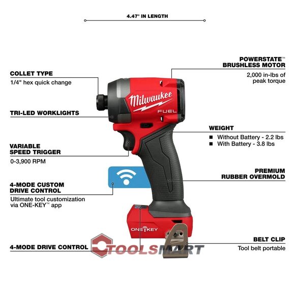 Акумуляторний ударний гвинтоверт MILWAUKEE 2957-20 (ONEID3-0X) M18 FUEL ONE-KEY™ ¼″ HEX