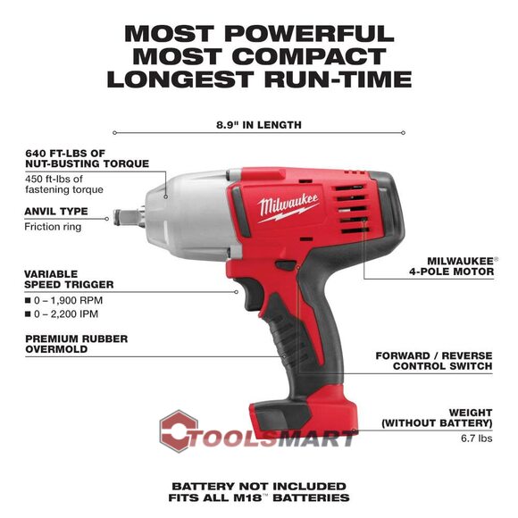 Акумуляторний ударний гайковерт 1/2" MILWAUKEE 2663-20 M18