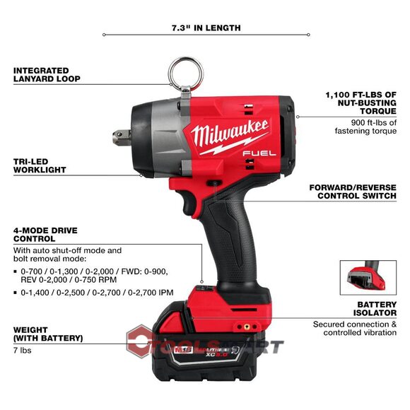 Акумуляторний ударний гайковерт 1/2 Milwaukee 2966-22 M18 FUEL