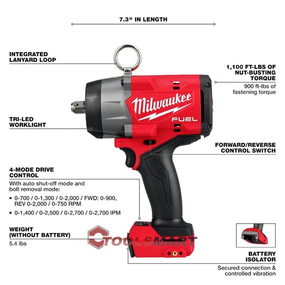 Акумуляторний ударний гайковерт 1/2 Milwaukee 2966-20 M18 FUEL