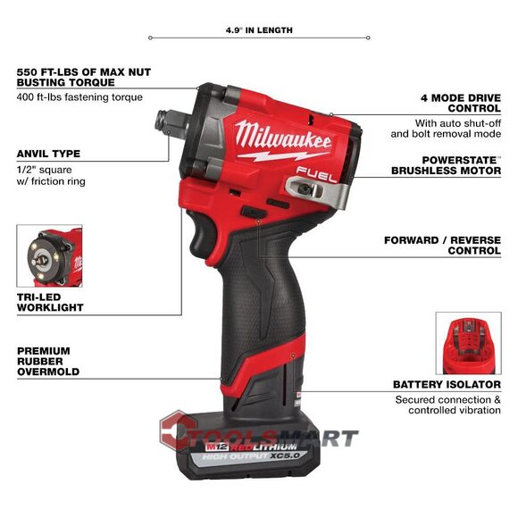 Акумуляторний ударний гайковерт 1/2 Milwaukee 2563-22 M12 FUEL