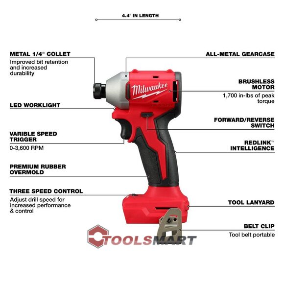 Акумуляторний ударний гвинтоверт MILWAUKEE 3651-20 M18 (BLIDR-0X) Brushless