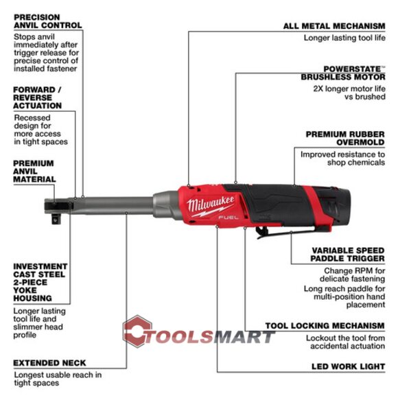 Акумуляторний кутовий гайковерт - тріскачка 3/8" Milwaukee 2569-21 M12 FUEL