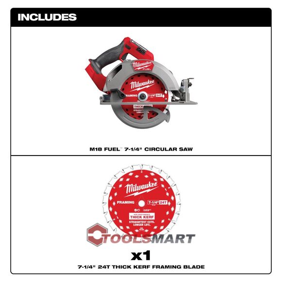 Акумуляторна безщіткова циркулярна пила 185 mm Milwaukee 2834-20 (FCS66GR3-0) M18 FUEL