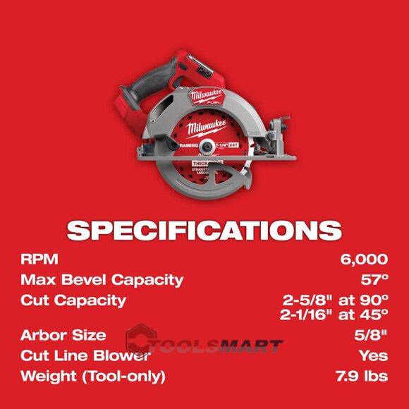 Акумуляторна безщіткова циркулярна пила 185 mm Milwaukee 2834-20 (FCS66GR3-0) M18 FUEL