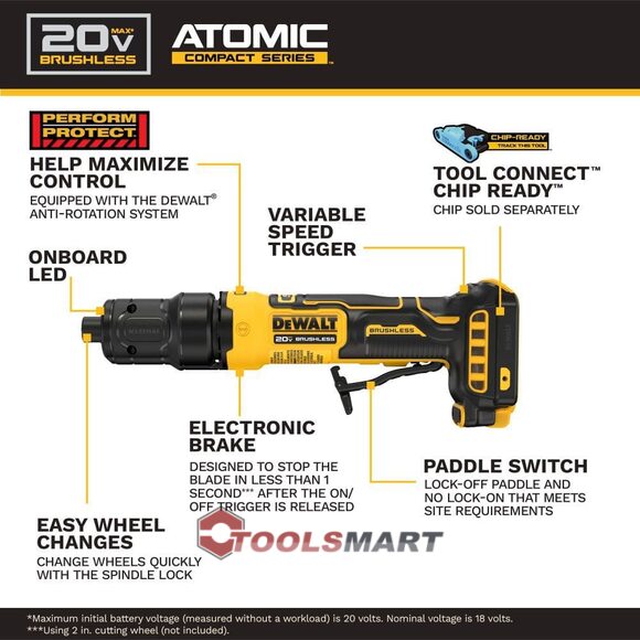 Акумуляторна пряма шліфмашинка DEWALT DCG420B ATOMIC 20V MAX*