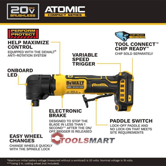 Акумуляторна кутова шліфувальна машина (гравер) DEWALT DCG422B ATOMIC 20V MAX