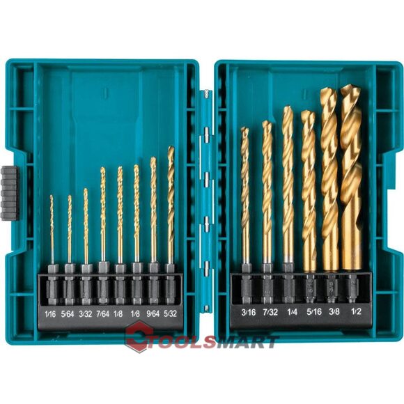 Набір свердл 1/4 по металу 14шт Makita B-65399 Impact Gold Titanium
