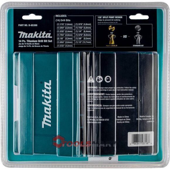 Набір свердл 1/4 по металу 14шт Makita B-65399 Impact Gold Titanium