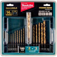 Набор сверл 1/4 по металлу 14шт Makita B-65399 Impact Gold Titanium
