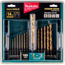 Набір свердл 1/4 по металу 14шт Makita B-65399 Impact Gold Titanium