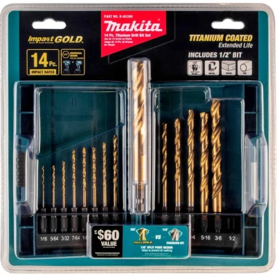 Набір свердл 1/4 по металу 14шт Makita B-65399 Impact Gold Titanium